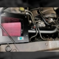 GMC Sierra engine bay with cold air inductions intake installed
