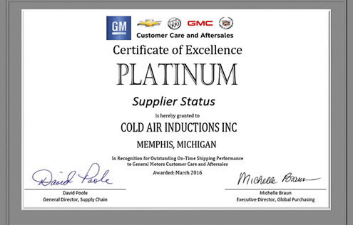 General Motors Certificate of Excellence