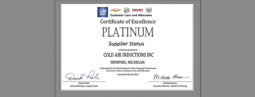 General Motors Certificate of Excellence