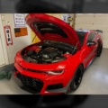 Camaro ZL1 engine bay with cold air inductions intake installed