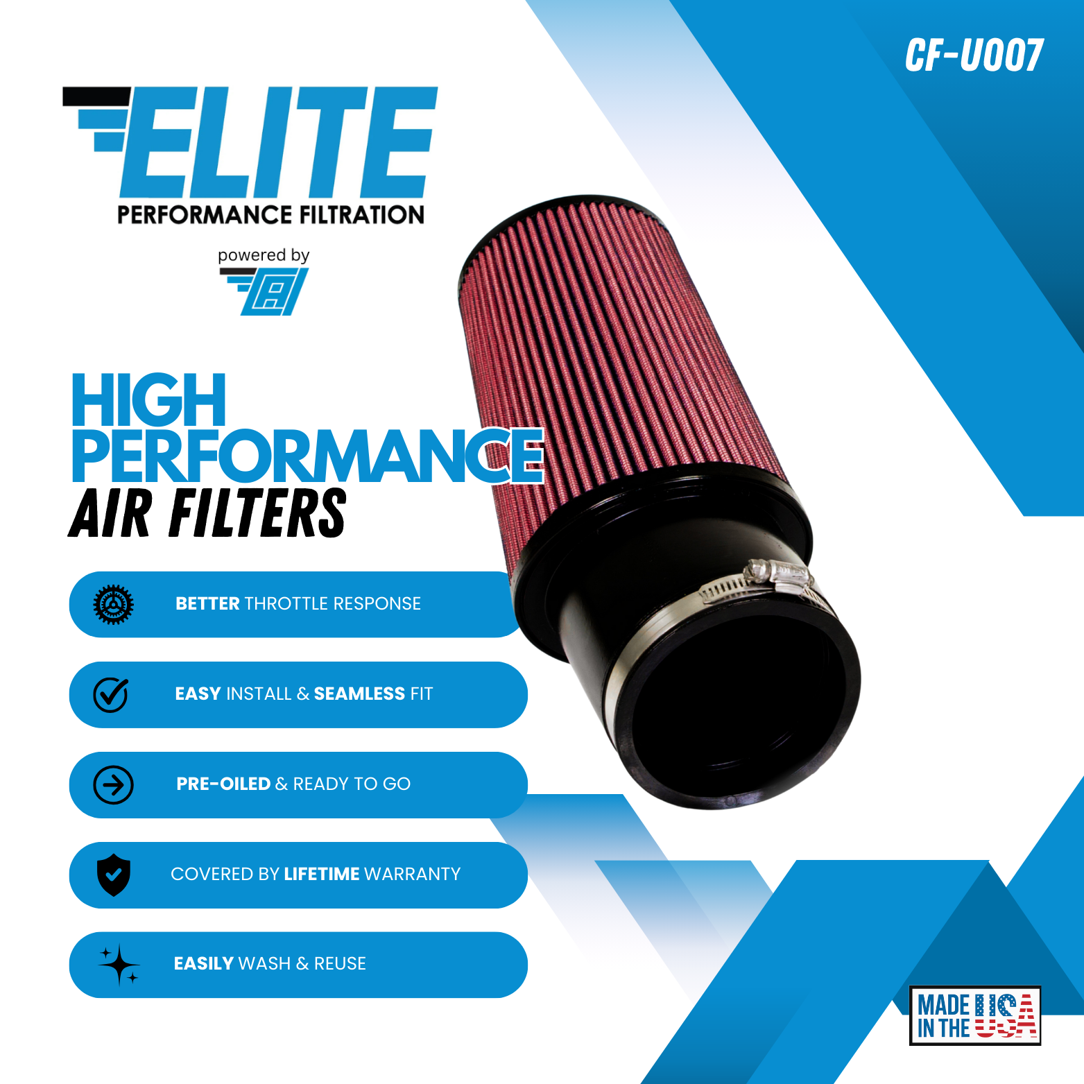 Universal High Performance Air Filter - CF-U007 - Cold Air Inductions